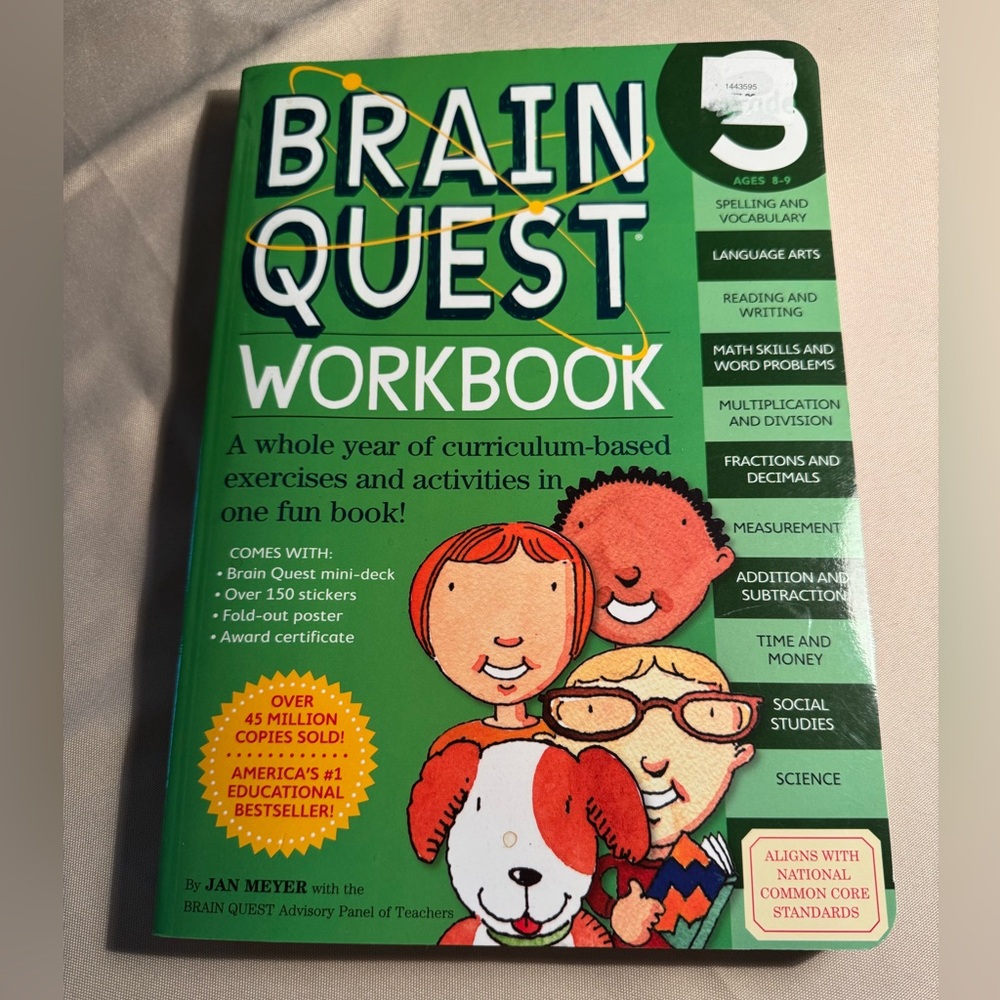 NEW Brain Quest Workbook grade 3 for Ages 8-9 great for winter break or summer